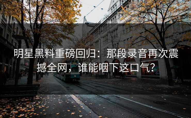 明星黑料重磅回归：那段录音再次震撼全网，谁能咽下这口气？