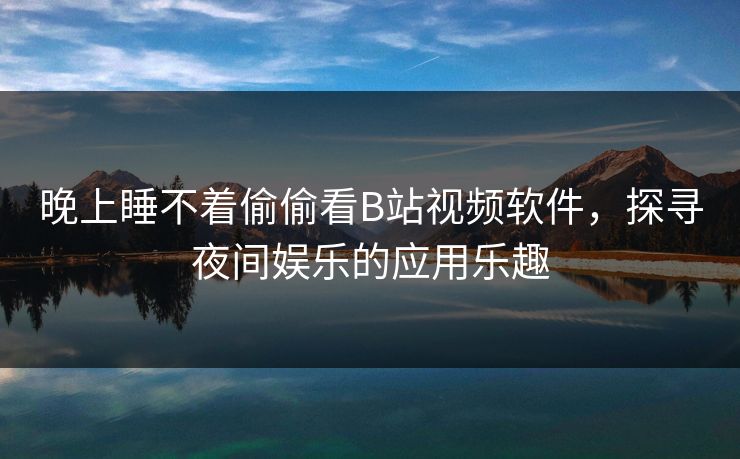 晚上睡不着偷偷看B站视频软件，探寻夜间娱乐的应用乐趣
