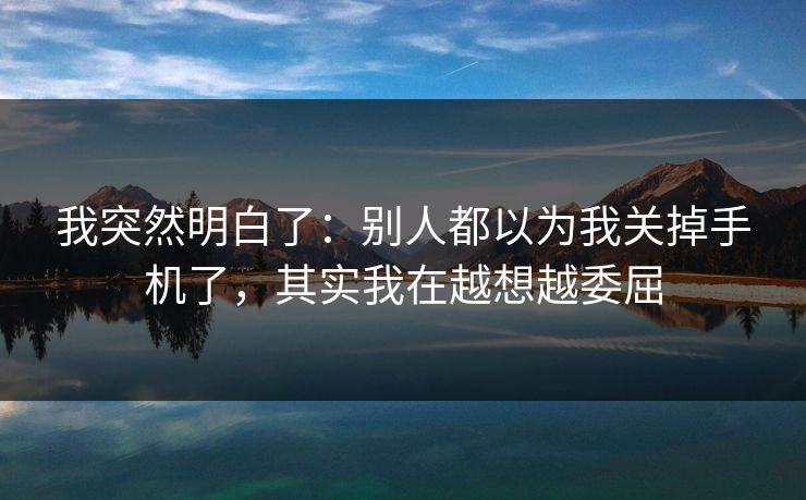 我突然明白了：别人都以为我关掉手机了，其实我在越想越委屈
